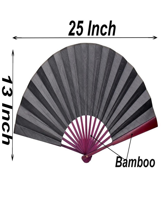 HONSHEN Chinese Folding Fan Hand Fan with Traditional Chinese Arts Handicraft Black 13inch - Image 3